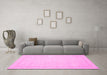 Machine Washable Oriental Pink Traditional Rug in a Living Room, wshabs2685pnk