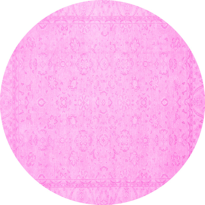 Round Oriental Pink Traditional Rug, abs2685pnk