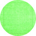 Round Machine Washable Oriental Green Traditional Area Rugs, wshabs2685grn