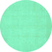 Round Oriental Turquoise Traditional Rug, abs2686turq