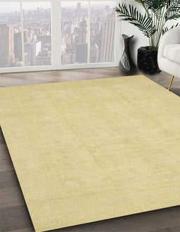 Abstract Chrome Gold Yellow Oriental Rug in Family Room, abs2686