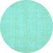 Round Machine Washable Oriental Light Blue Traditional Rug, wshabs2686lblu