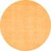 Round Machine Washable Oriental Orange Traditional Area Rugs, wshabs2686org