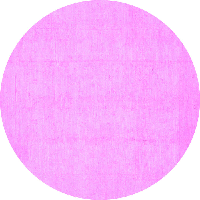 Round Machine Washable Oriental Purple Traditional Area Rugs, wshabs2686pur