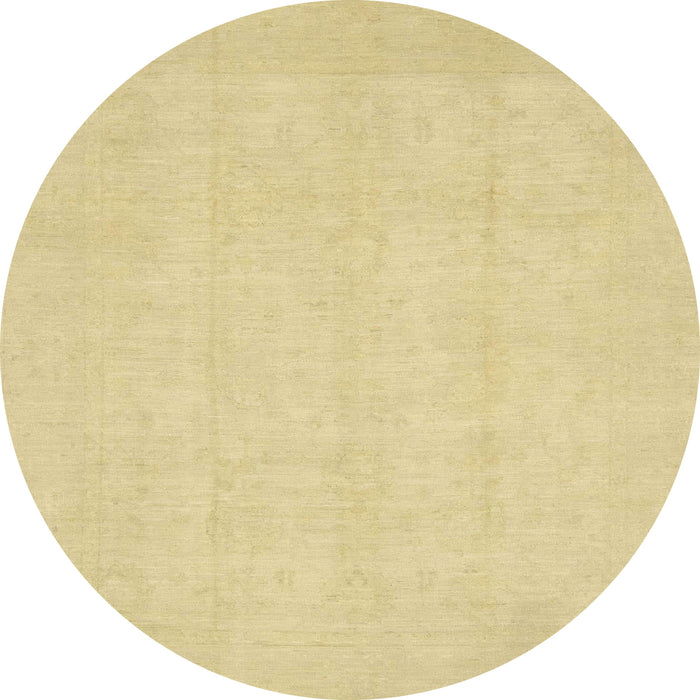 Round Machine Washable Abstract Chrome Gold Yellow Rug, wshabs2686