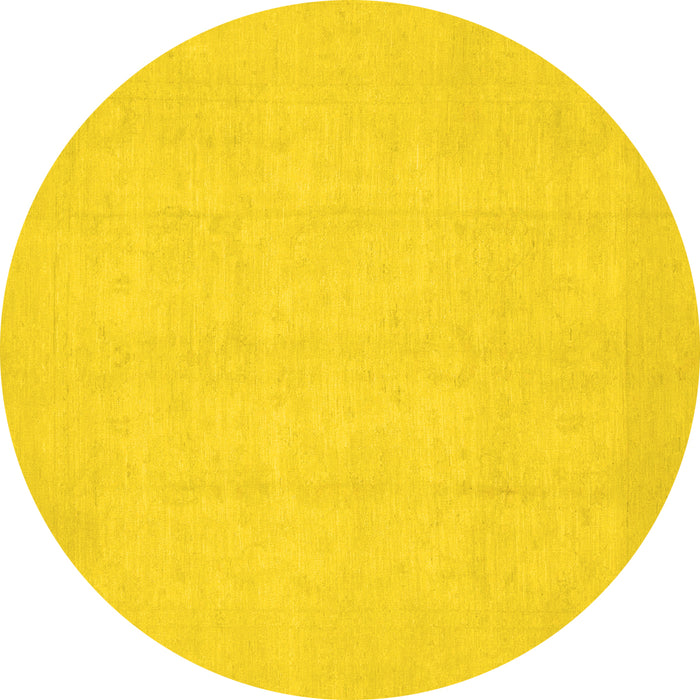 Round Oriental Yellow Traditional Rug, abs2686yw