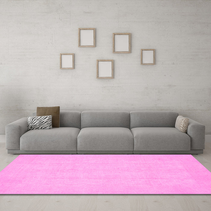 Machine Washable Oriental Pink Traditional Rug in a Living Room, wshabs2686pnk