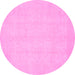 Round Oriental Pink Traditional Rug, abs2686pnk