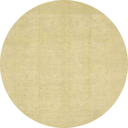 Round Abstract Chrome Gold Yellow Oriental Rug, abs2686