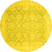 Round Oriental Yellow Traditional Rug, abs2687yw