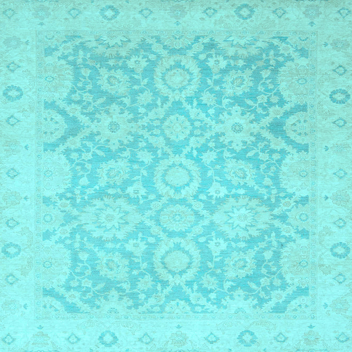 Square Machine Washable Oriental Light Blue Traditional Rug, wshabs2687lblu