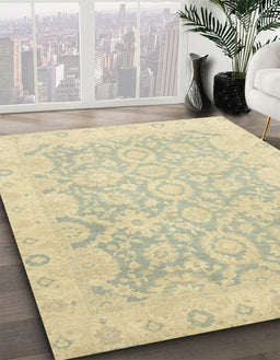 Abstract Brown Gold Oriental Rug in Family Room, abs2687