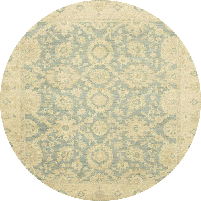 Round Abstract Brown Gold Oriental Rug, abs2687