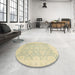 Round Abstract Brown Gold Oriental Rug in a Office, abs2687