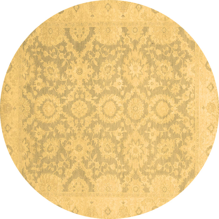 Round Machine Washable Oriental Brown Traditional Rug, wshabs2687brn