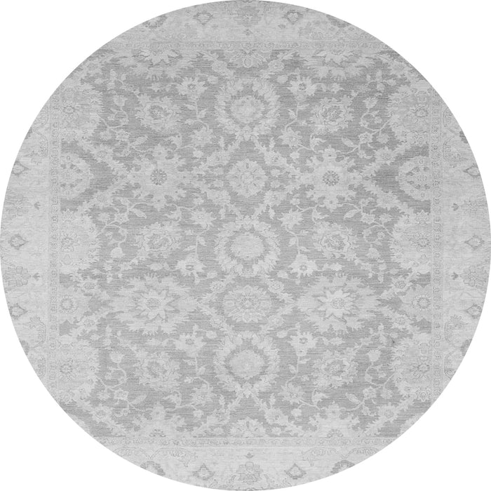 Round Machine Washable Oriental Gray Traditional Rug, wshabs2687gry