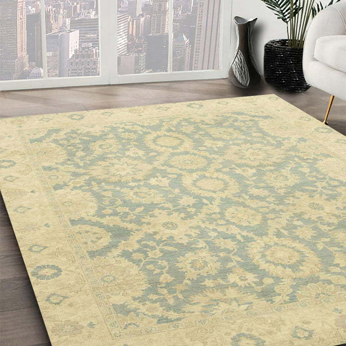 Abstract Brown Gold Oriental Rug in Family Room, abs2687