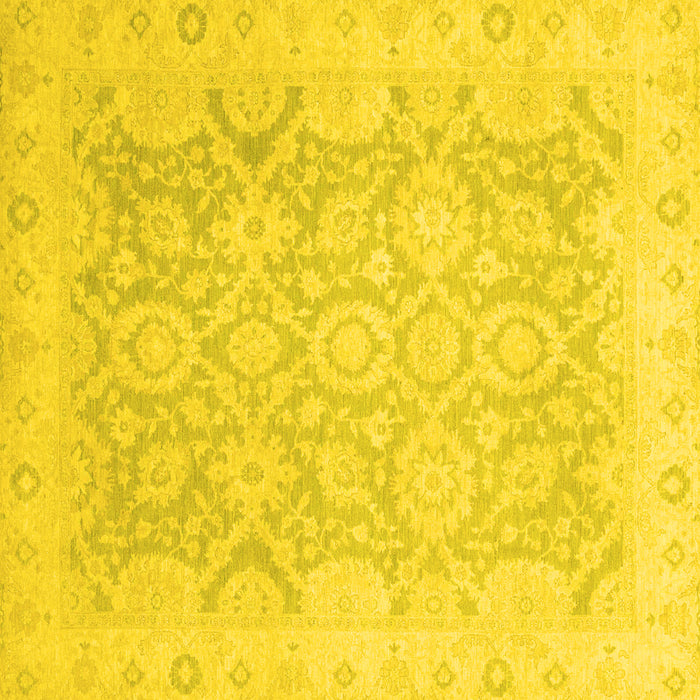 Square Oriental Yellow Traditional Rug, abs2687yw