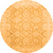 Round Oriental Orange Traditional Rug, abs2687org