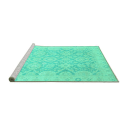 Sideview of Machine Washable Oriental Turquoise Traditional Area Rugs, wshabs2687turq