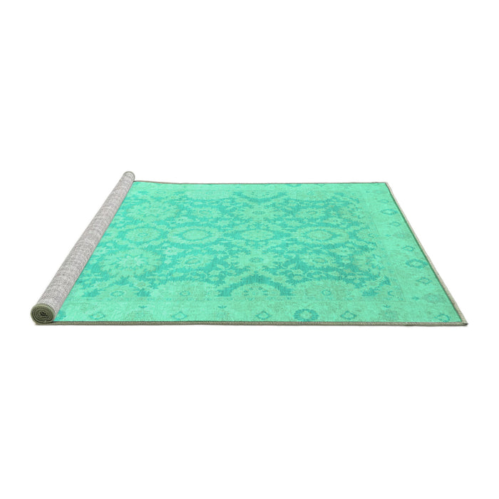 Sideview of Machine Washable Oriental Turquoise Traditional Area Rugs, wshabs2687turq