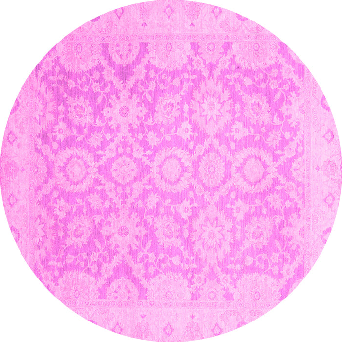 Round Oriental Pink Traditional Rug, abs2687pnk