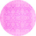 Round Oriental Pink Traditional Rug, abs2687pnk