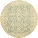 Round Machine Washable Abstract Brown Gold Rug, wshabs2687