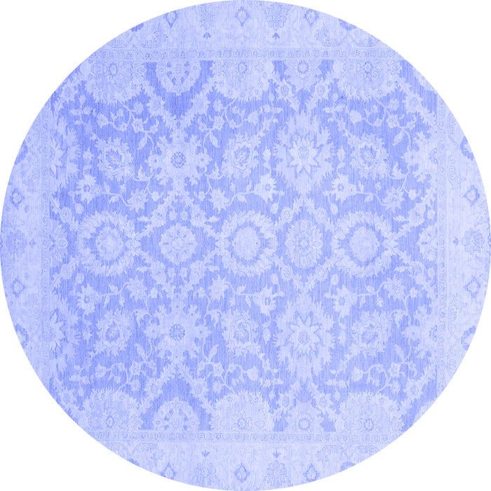 Round Machine Washable Oriental Blue Traditional Rug, wshabs2687blu