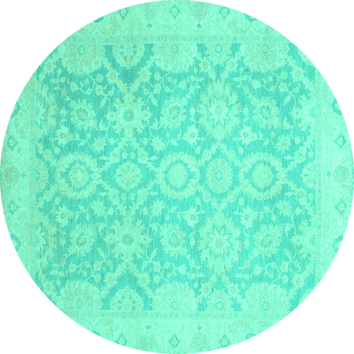 Round Oriental Turquoise Traditional Rug, abs2687turq
