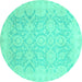 Round Oriental Turquoise Traditional Rug, abs2687turq