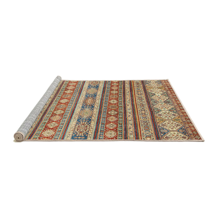 Sideview of Machine Washable Abstract Chestnut Red Rug, wshabs2688