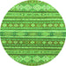 Round Abstract Green Modern Rug, abs2688grn