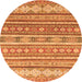 Round Abstract Orange Modern Rug, abs2688org