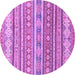 Round Machine Washable Abstract Purple Modern Area Rugs, wshabs2688pur