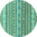 Round Abstract Turquoise Modern Rug, abs2688turq