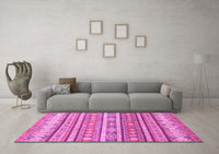 Machine Washable Abstract Pink Modern Rug, wshabs2688pnk