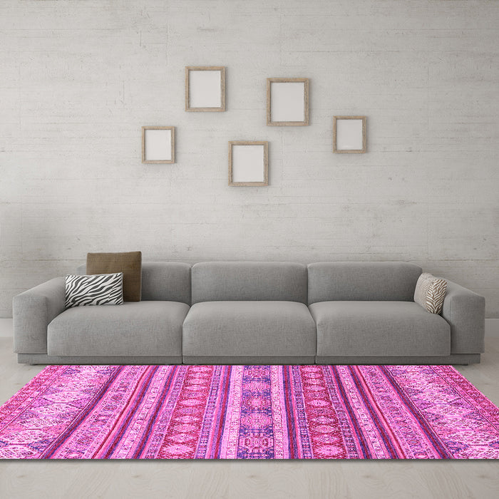 Machine Washable Abstract Pink Modern Rug in a Living Room, wshabs2688pnk