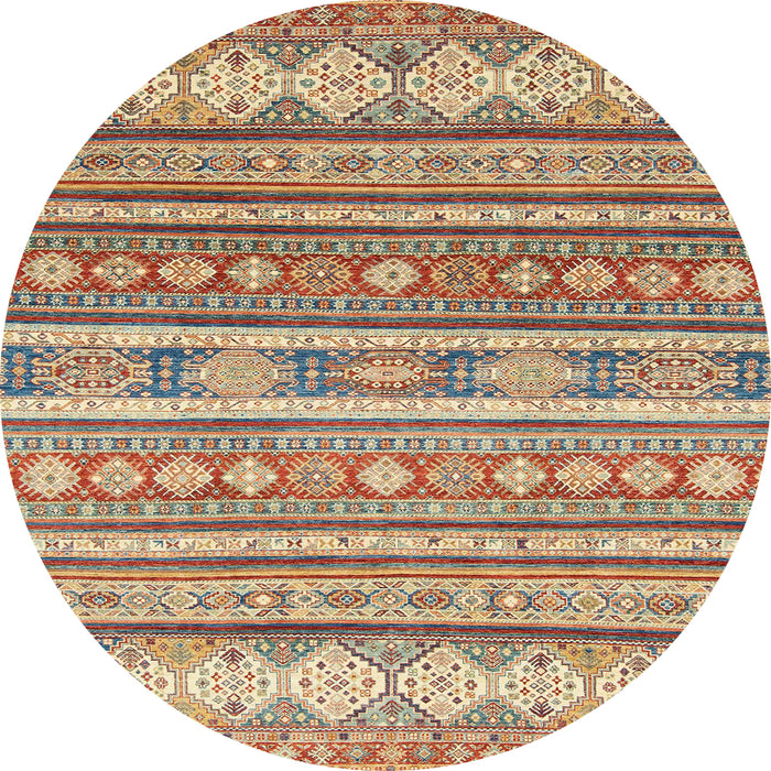 Round Abstract Chestnut Red Modern Rug, abs2688
