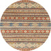 Round Abstract Chestnut Red Modern Rug, abs2688