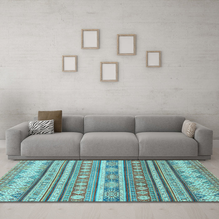Machine Washable Abstract Light Blue Modern Rug in a Living Room, wshabs2688lblu