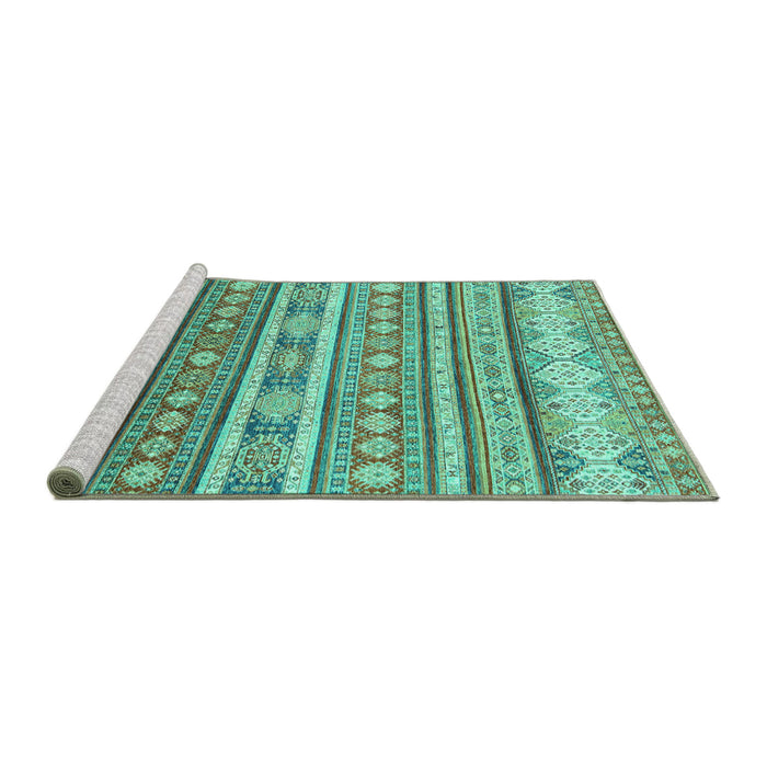Sideview of Machine Washable Abstract Turquoise Modern Area Rugs, wshabs2688turq