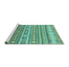 Sideview of Machine Washable Abstract Turquoise Modern Area Rugs, wshabs2688turq