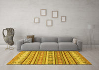 Machine Washable Abstract Yellow Modern Rug, wshabs2688yw