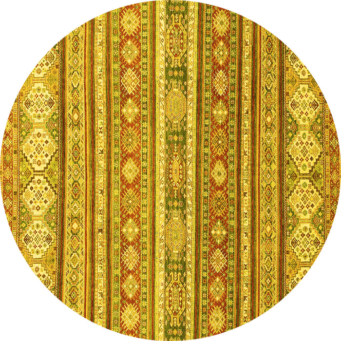 Round Machine Washable Abstract Yellow Modern Rug, wshabs2688yw