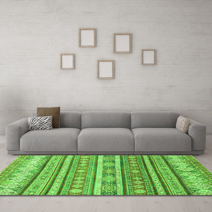 Machine Washable Abstract Green Modern Area Rugs in a Living Room,, wshabs2688grn