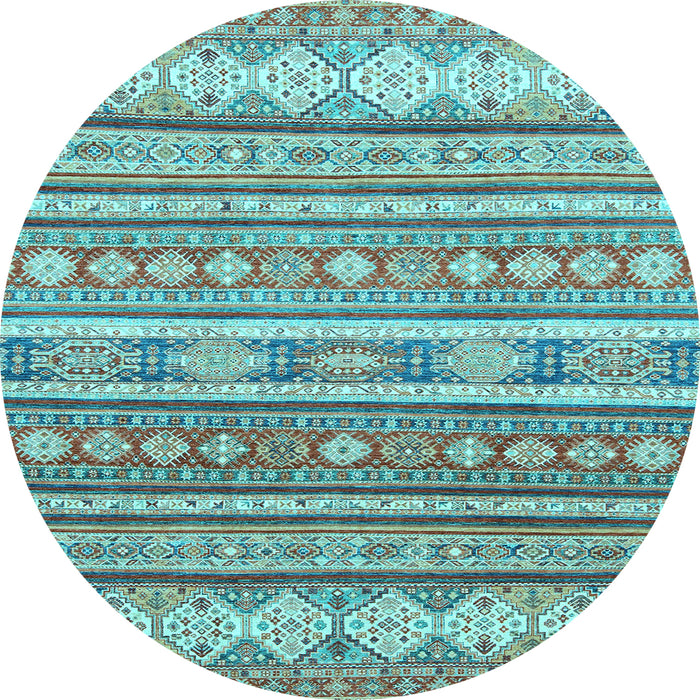 Round Machine Washable Abstract Light Blue Modern Rug, wshabs2688lblu