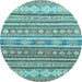 Round Machine Washable Abstract Light Blue Modern Rug, wshabs2688lblu