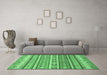 Machine Washable Abstract Emerald Green Modern Area Rugs in a Living Room,, wshabs2688emgrn