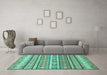 Machine Washable Abstract Turquoise Modern Area Rugs in a Living Room,, wshabs2688turq